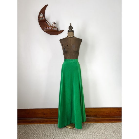 Vintage 1970s Kelly Green Maxi Skirt - image 1