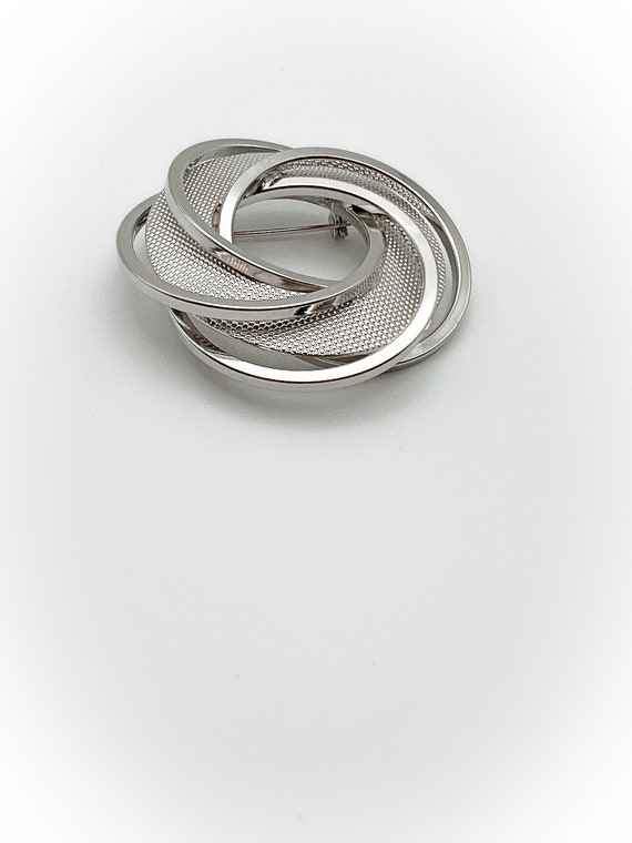 Vintage Silver Tone Metal Spiral Brooch - image 3