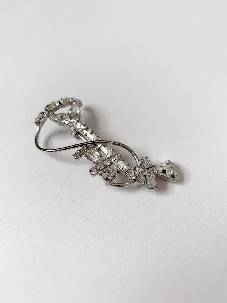 ON SALE Vintage White Rhinestone Telephone Brooch