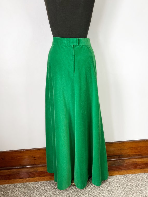 Vintage 1970s Kelly Green Maxi Skirt - image 7