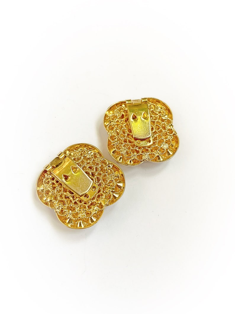 Vintage Bluette Gold Tone Metal and White Rhinestone Shoe