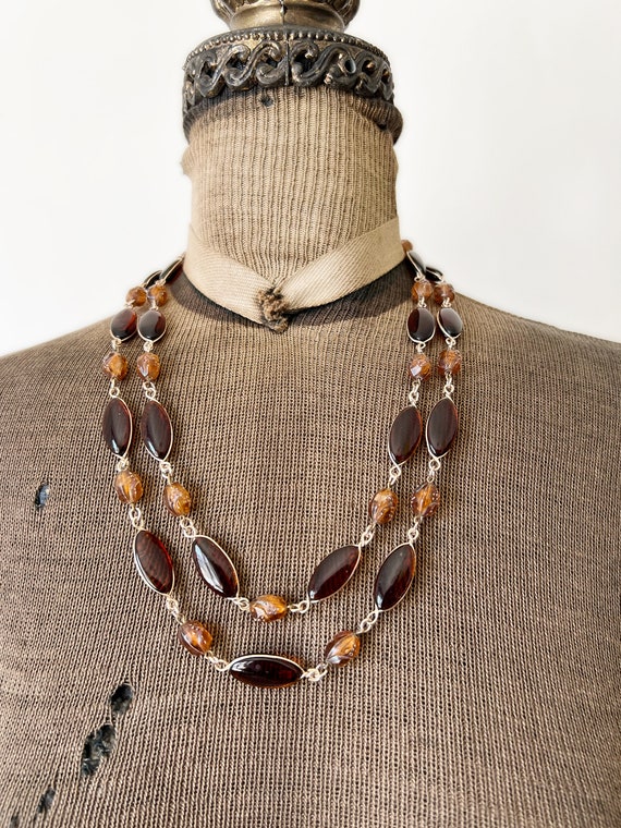 Vintage West Germany Double Strand Brown Transluc… - image 3