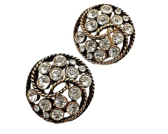 Pendientes vintage de clip con diamantes de imitación de Kramer of New York
