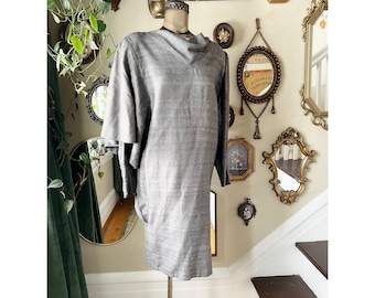 Vintage 1980s Payam New York Gray Silk Abstract Dress