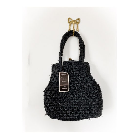 Vintage Mr Norman Black Raffia Purse - image 1