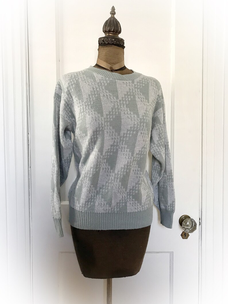 Vintage 1980s Gray Blue Tinsel Sweater as We Knit Inc - Etsy