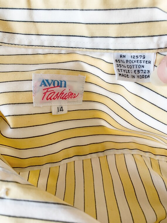 Vintage 1980s Avon Fashions Yellow and White Stri… - image 4