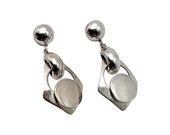 Boucles D'oreilles Cuillères Miniatures Argenté Strass Vintage Dormeuses - Occasion