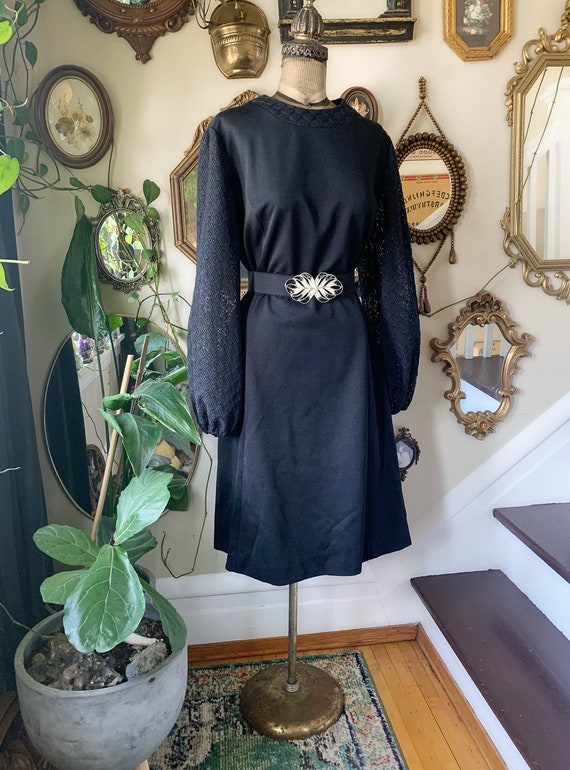 Vintage 1970s Puritan Forever Young Black Dress w… - image 3