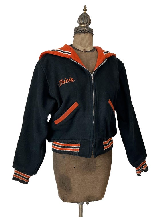Vintage Butwin Varsity Jacket Black and Orange Moorehead Tricia - Etsy
