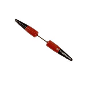 Vintage Rusty Red and Brown Plastic Pointy Bar Stickpin Brooch