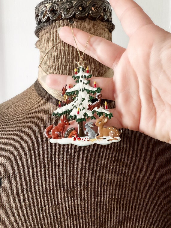 Vintage Large Christmas Tree Pendant Necklace