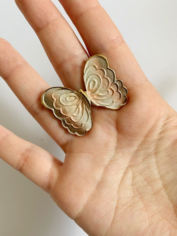 Vintage Parklane Butterfly Wing Earrings Clip On … - image 1