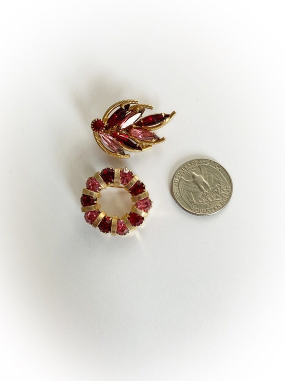 Vintage Pink and Red Rhinestone Scatter Pin Brooc… - image 3