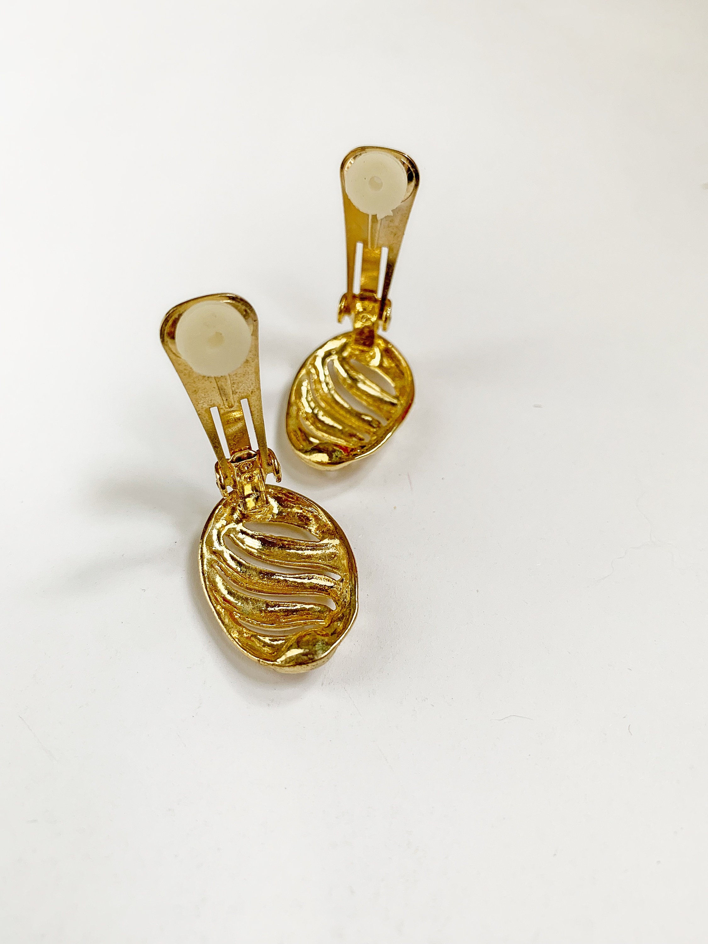 Lot De Boucles Clips Rétro Tête De Cheval Rhodié Or - Numéroté 110, Très Bon état