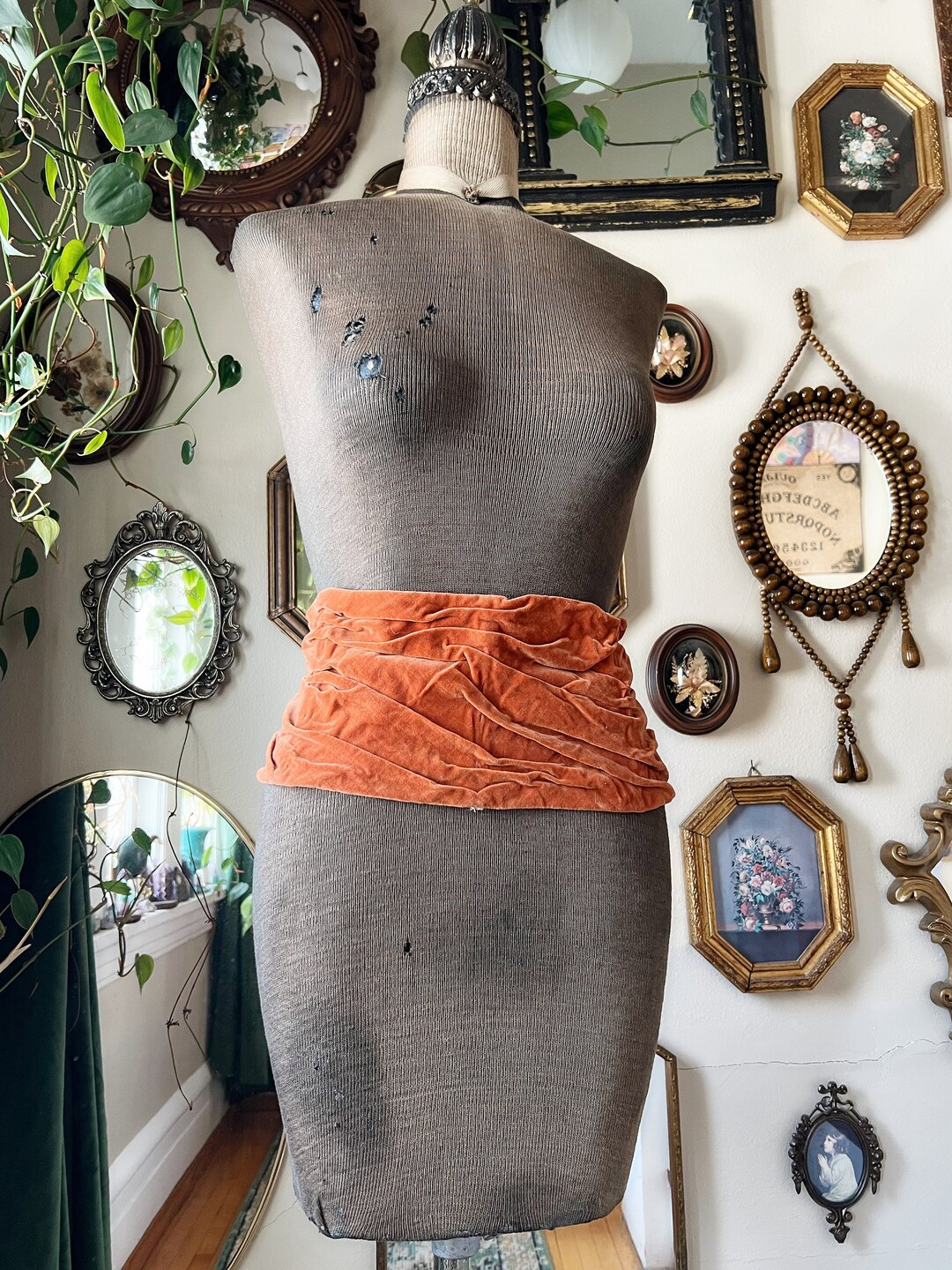 Vintage Rusty Orange Velvet Cummerbund Belt Hook and Eyelet Clasp. Etsy