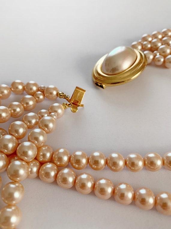 Vintage Carolee Faux Pearl Necklace with Decorati… - image 6