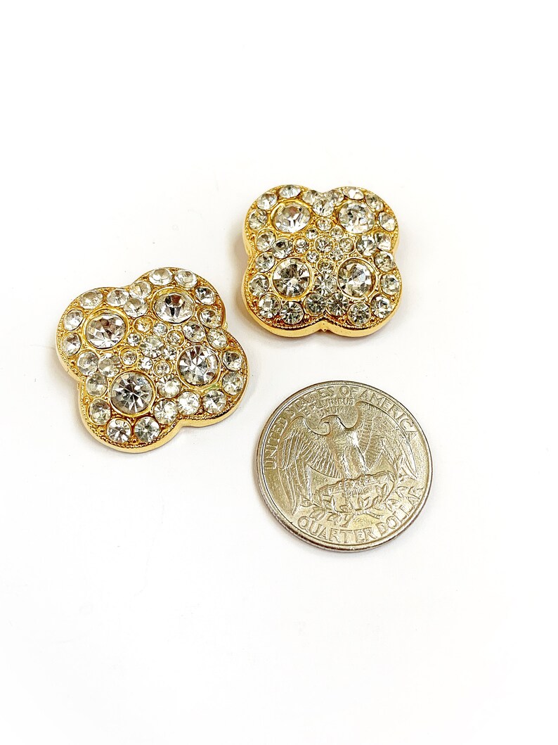 Vintage Bluette Gold Tone Metal and White Rhinestone Shoe