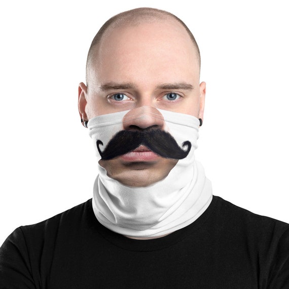 Manly Men's Handlebar Mustache Face Mask Neck Gaiter | Etsy