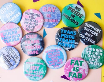 Pen Fight badge set – (thirteen 59mm badges - queer / trans / radical / feminist)