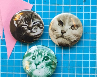 Vintage Cats 25mm / 1 inch + 58mm badges / pins