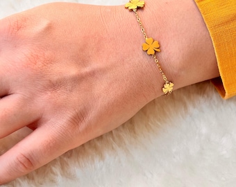 18Kゴールドフィルドクローバーブレスレット：マルチカラー