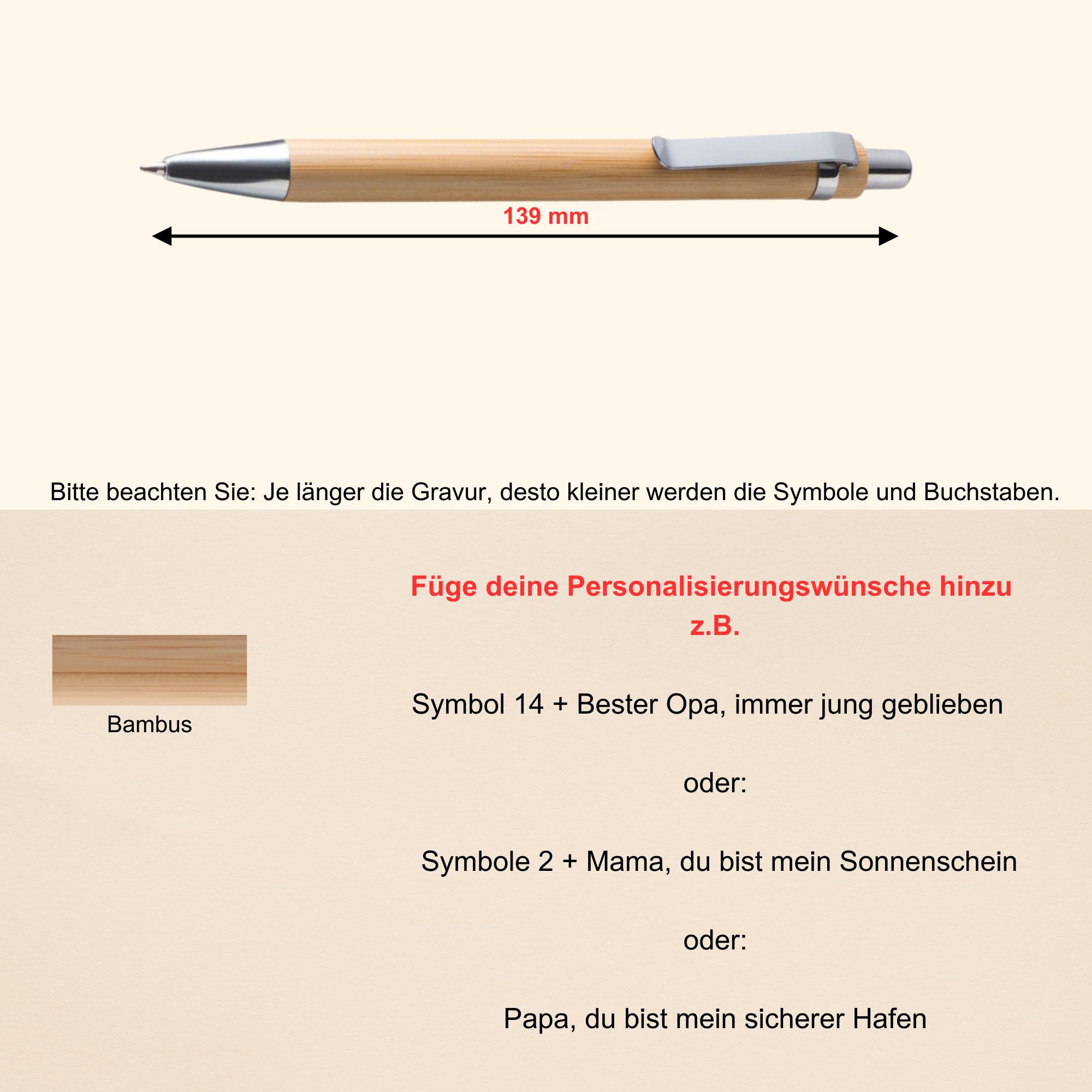 Freudestifterei Kugelschreiber Mit Emoji-Gravur – Edler Metall-Bambus-Stift, Nachhaltig, Geschenk Für Geburtstag, Weihnachten