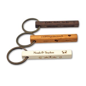 Wooden keychain personalized with engraving, with your name and individual engraving, perfect as a gift
