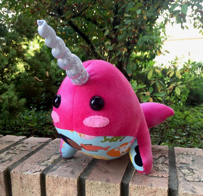 Large Plush Narwhal fleece shiny horn unicorn of the sea | Etsy