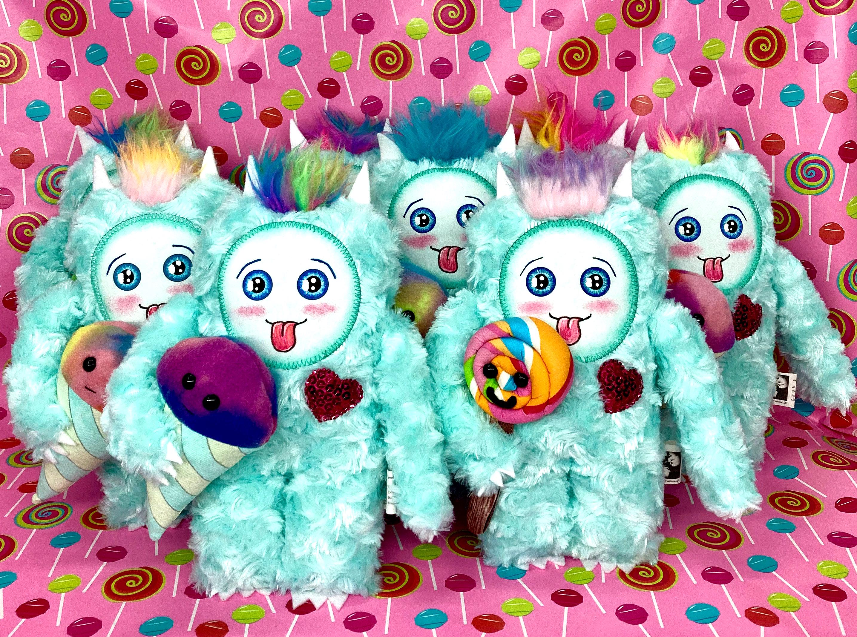 Handmade Plush Yeti Sweetheart With Snowcone, Faux Fur Abominable
