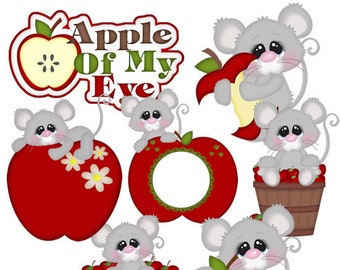 Apple Orchard Mice Clipart-Digital Clipart-PNG clip art-digital scrapbooking-diy die cut-fall apple picking-at the farm-apple orchard design