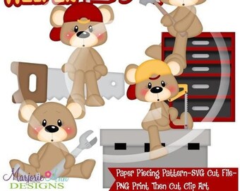 May include: Four brown teddy bears wearing different construction hats and holding tools. The text "Daddy's Little Helper" is at the top of the image.