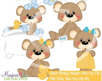 Fichiers de coupe SVG/pièces en papier/PNG Clip Art-Franklin & Frannie Bath temps-téléchargement instantané-impression et découpe-éléments de scrapbooking-découpes-SVG