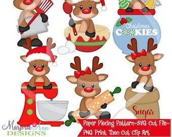 SVG Cut Files/Paper Piecing/PNG Clip Art-Baking Christmas Sweets Reindeer-Scrapbook Elements-Die Cuts-SVG Cut Files-Christmas Baking Svg