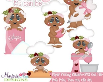 SVG Cut Files Paper Piecing PNG Clip Art Sugary Sweet Gingers Instant Download Print and Cut Scrapbook Elements Die Cuts Gingerbread Baking