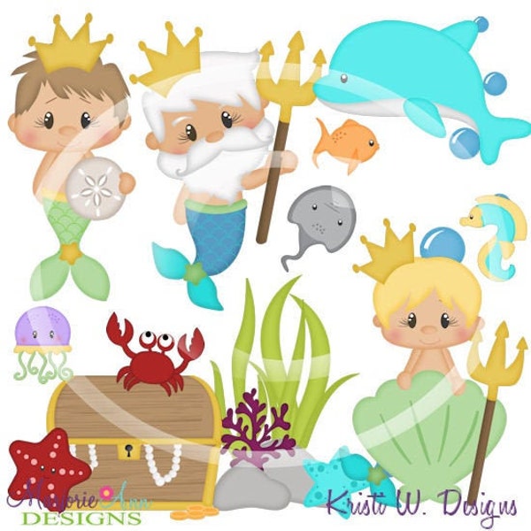 Mermaids In The Ocean-Boys Clipart-Digital Clipart-PNG clip art-digital scrapbooking-diy die cuts-mermaid-sea life-dolphin