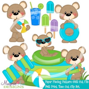 Fichiers SVG coupés/pièce en papier/PNG Clip Art-Franklin jardin piscine amusant-téléchargement instantané-impression et découpe-scrapbook éléments-découpes-piscine fichier Svg