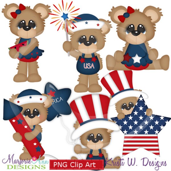 Fuzzy's First Fourth EXCLUSIVE Clipart-Instant Download-Digital Clipart