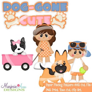 Archivos SVG de corte/Paper Piecing/PNG Clip Art - Perro adorable - Descarga instantánea - Impresión y corte - Elementos para álbumes de recortes - Troqueles - SVG - Archivos SVG de perros