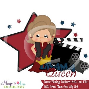 Archivos de corte SVG/Paper Piecing/PNG Clip Art - Reina del drama - Descarga instantánea - Impresión y corte - Elementos para álbumes de recortes - Troqueles - Clase de drama Svg Drama Girl