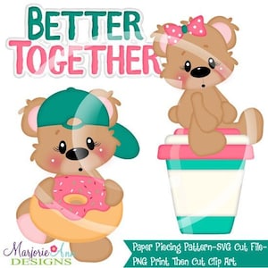 Fichiers de coupe SVG/pièces en papier/PNG Clip Art-Benny & Belinda-Better Together-café beignets-scrapbook éléments-découpes-SVG coupe fichier-café Svg