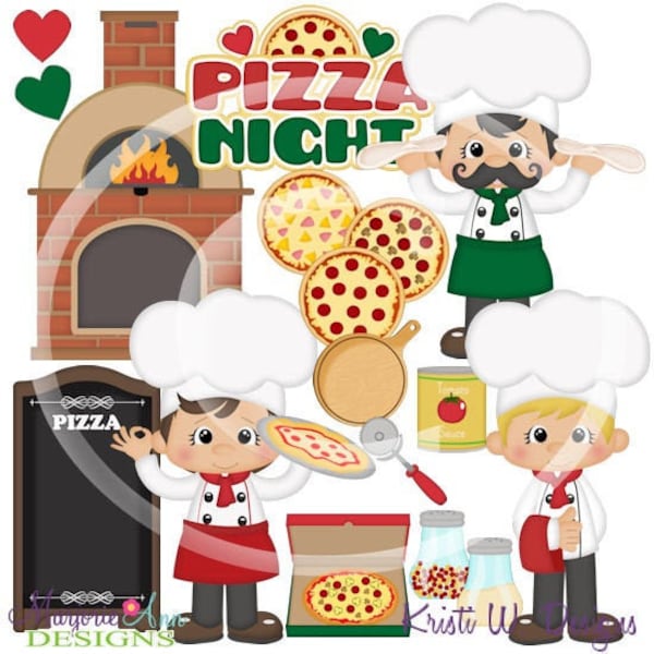 Pizza Time Boys Clip Art-Digital Clipart-PNG clip art-digital scrapbooking-diy die cuts pizza resturant pizza chef pizza designs