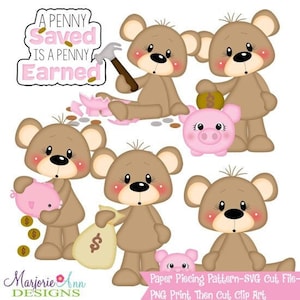 File di taglio SVG/Paper Piecing/Clip art PNG - Franklin A Penny Saved - Download immediato - Stampa e ritaglio - Elementi per scrapbooking - Fustelle - Banca dati di file di taglio SVG