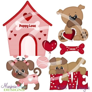 Puppy Valentine 2 Valentine Love Clipart-Instant Download-Digital Clipart-PNG clip art-digital scrapbooking die cuts-cute puppy valentine