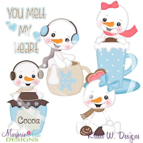 You Melt My Heart Snowmen 3 Clip Art-Instant Download-Digital Clipart-hot cocoa graphics snowmen designs snowmen-hot cocoa designs
