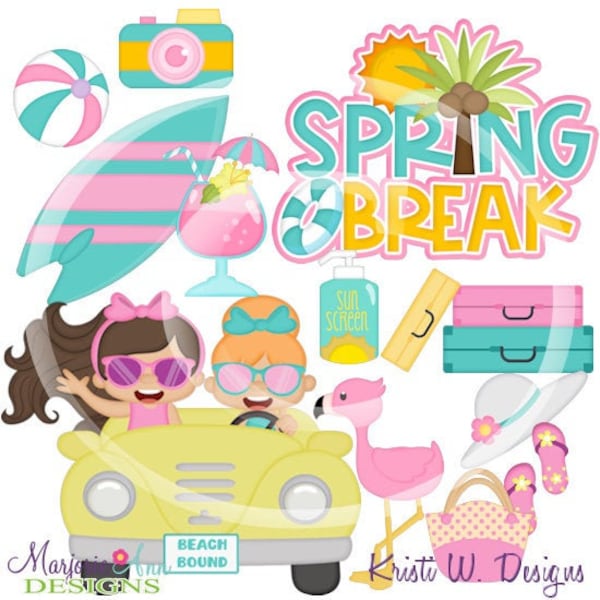 Spring Break Girls Clip Art-Digital Clipart-PNG clip art-digital scrapbooking-diy die cuts vacation beach summer