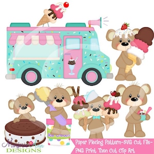 SVG Cut Files Paper Piecing PNG Clip Art Payton Loves Ice Cream Instant Download Print and Cut Scrapbook Elements Die Cuts Ice Cream Svg