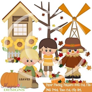 SVG Cut Files/Paper Piecing/PNG Clip Art-Autumn Days-Instant Download-Print and Cut-Scrapbook Elements-SVGS-Fall Svg files-scarecrow svg