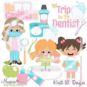 No Cavities Girls Clip Art-Digital Clipart-PNG clip art-digital scrapbooking-diy die cuts trip to the dentist dental exam dentist clipart