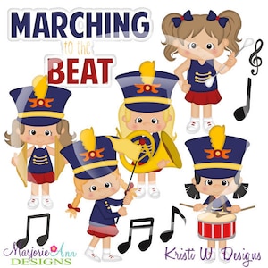 Marching Band-Girls Clipart-Instant Download-Digital Clipart-PNG clip art-digital scrapbooking-marching band-music-trumpet-flute-drums